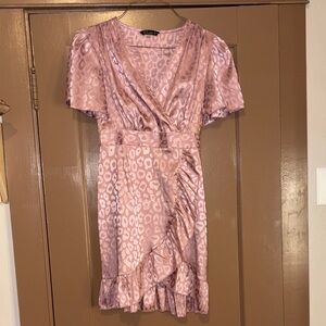 Elegant Pink Leopard Print Wrap Dress size small